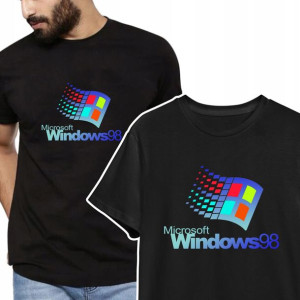 T-shirt KOSZULKA Męska Czarna RETRO WINDOWS - M