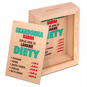 DREWNIANA Skarbonka Ramka ŚMIESZNY PREZENT Wzory