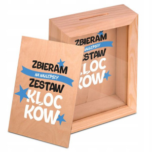 DREWNIANA Skarbonka Ramka Wiele ŚMIESZNYCH WZORÓW