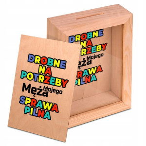 DREWNIANA Skarbonka Prezent ŚMIESZNE WZORY MiX