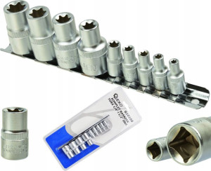 Zestaw Nasadek Torx E-torx 1/4 I 1/2 Stal Crv Geko
