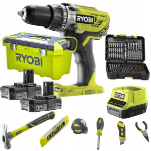 Ryobi Wiertarko-wkrętarka 2x2ah +skrzynka +wiertła