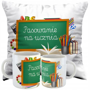 Zestaw Poduszka+kubek Pasowanie Na Ucznia Prezent