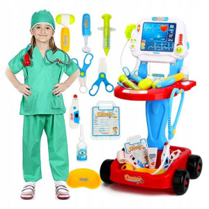 Zestaw Mały Lekarz Doktor Wózek akcesoria EKG