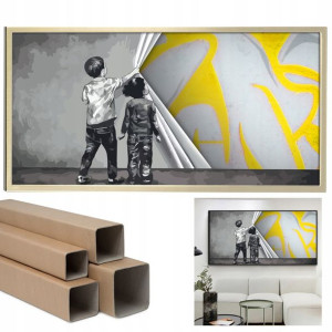 OBRAZ CANVAS 100x50cm Duże GRAFFITI ŻÓŁTY Wzory