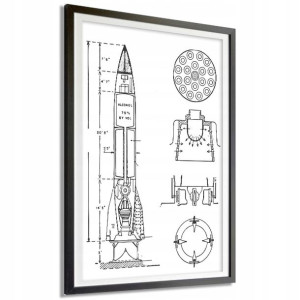 OBRAZ DEKOR Plakat 50x70cm RAKIETA Kosmos Wzory