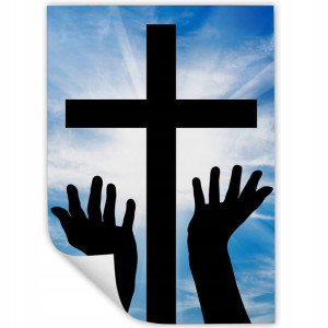 Obraz Plakat 32x45 KRZYŻ RĘCE MODLITWA Religia Wz