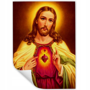 Obraz Plakat 32x45cm SERCE JEZUSA Religijne Wzory