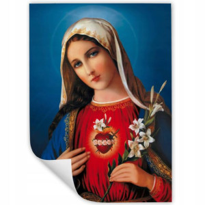 Obraz Plakat 32x45cm SERCE MARYI Religijne Wzory