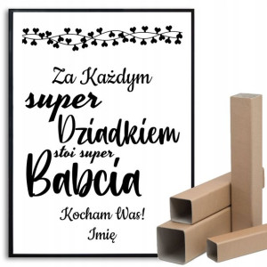 PLAKAT 29,7x42cm SUPER BABCIA DZIADEK Imię Wzory