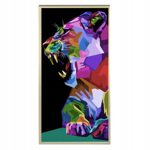 Plakat 60x120cm Pop Art Wild Cat Geometry Wzory