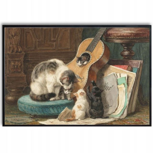 PLAKAT 91x61cm Obraz Koty z Gitarą Art Dużo Wzorów