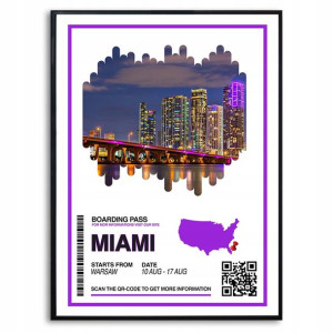 Plakat A3 29,7x42 Wakacje Pamiątka Miami Usa Wzory