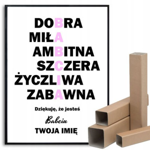PLAKAT A3 29,7x42cm Dzień BABCI Twoje Imię Wzory