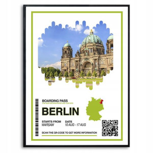 Plakat A3 29,7x42cm Wakacje Pamiątka Berlin Wzory
