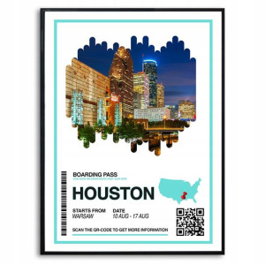 Plakat A3 29,7x42cm Wakacje Pamiątka Houston Wzory