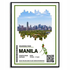 Plakat A3 29,7x42cm Wakacje Pamiątka Manila Wzory