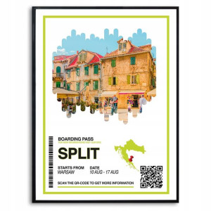 Plakat A3 29,7x42cm Wakacje Pamiątka Split Wzory
