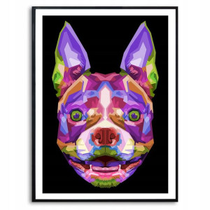 PLAKAT A3 Dekoracyjny BULDOG GEOMETRYCZNE Wzory