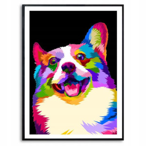 PLAKAT A3 Dekoracyjny CORGI POP ART KOLOR Wzory