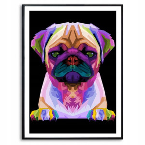 PLAKAT A3 Dekoracyjny DOG GEOMETRYCZNE KOLOR Wzory
