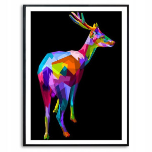 PLAKAT A3 Dekoracyjny JELEŃ POP ART KOLOR Wzory