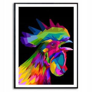PLAKAT A3 Dekoracyjny KOGUT POP ART KOLOR Wzory