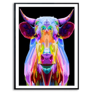 PLAKAT A3 Dekoracyjny KROWA POP ART KOLOR Wzory