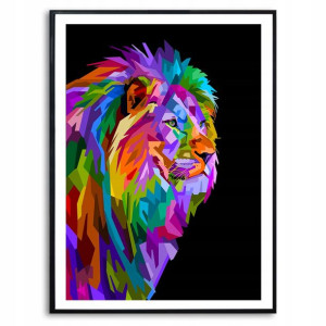 PLAKAT A3 Dekoracyjny LEW GEOMETRYCZNE KOLOR Wzory