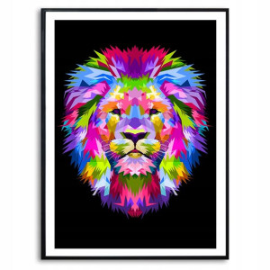 PLAKAT A3 Dekoracyjny LION POP ART KOLOROWE Wzory