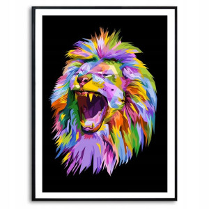 PLAKAT A3 Dekoracyjny LIONS POP ART KOLOR Wzory