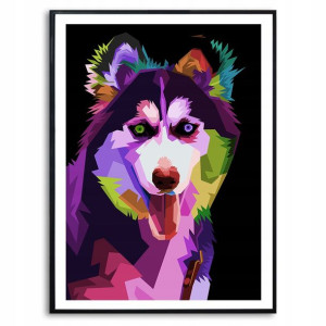 PLAKAT A3 Dekoracyjny MALAMUTE GEOMETRYCZNE Wzory