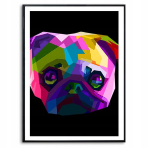 PLAKAT A3 Dekoracyjny PIES POP ART KOLOROWE Wzory