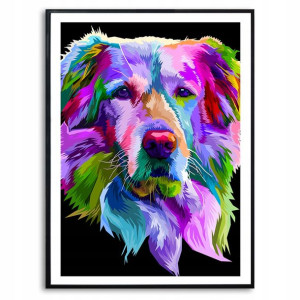 PLAKAT A3 Dekoracyjny RETRIVER GEOMETRYCZNE Wzory