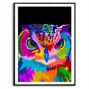 PLAKAT A3 Dekoracyjny SOWA POP ART KOLOROWE Wzory