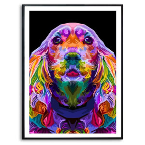 PLAKAT A3 Dekoracyjny SPANIEL GEOMETRYCZNE Wzory