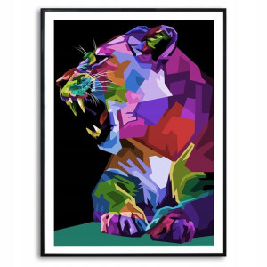 PLAKAT A3 Dekoracyjny WILD CAT GEOMETRYCZNE Wzory
