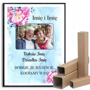 PLAKAT A3 DZIEŃ BABCI DZIADKA Imiona Zdjęcie Wzory