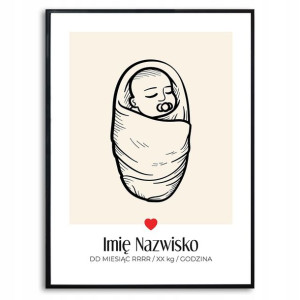 PLAKAT A3 METRYCZKA Urodziny Pamiątka Twój Tekst