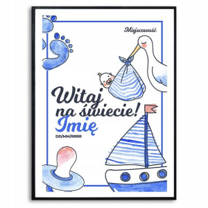 PLAKAT A3 METRYCZKA Witaj na Świecie Twój Tekst