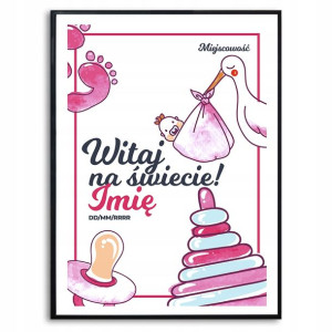 PLAKAT A3 METRYCZKA Witaj na Świecie Twój Tekst