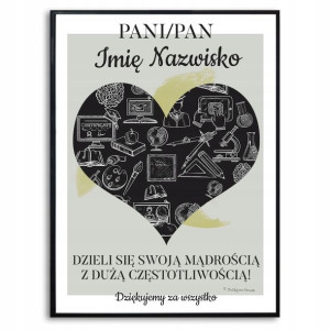 Plakat A3 Nauczyciel Nauczycielka Serce Imię Wzory
