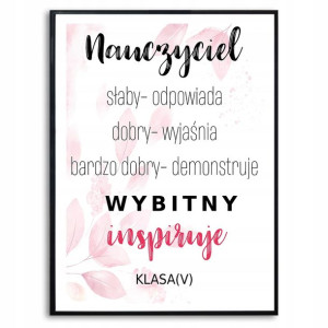 Plakat A3 Nauczyciel Wybitny Inspiruje Klasa Wzory