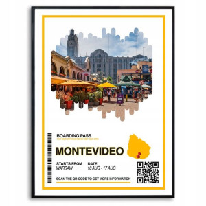 Plakat A3 Wakacje Pamiątka Montevideo Indie Wzory