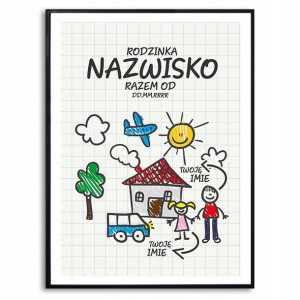 PLAKAT A3 Własny Tekst Rodzina Nazwisko Prezent