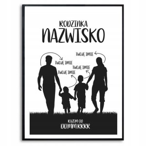 PLAKAT A3 Własny Tekst RODZINA PREZENT Na Rocznicę