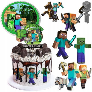 Zestaw Topper Opłatek Natort Postacie Minecraft Y4