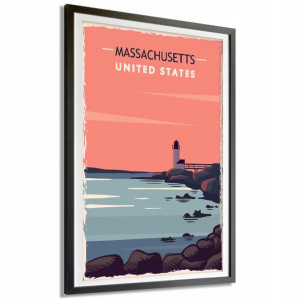 Plakat Obraz 21x29,7 USA Stan Massachusetts Wzory