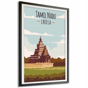 Plakat Obraz 21x29,7cm INDIE Stan Tamil Nadu Wzory