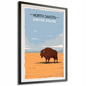 Plakat Obraz 21x29,7cm USA Stan North Dakota Wzory